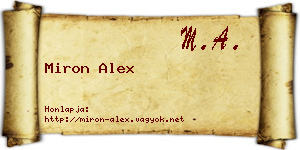 Miron Alex névjegykártya